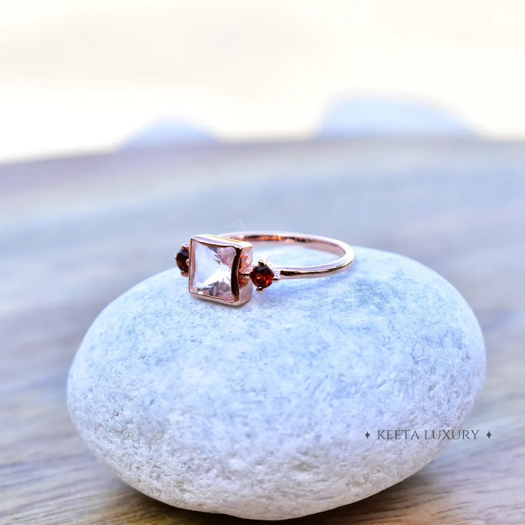 Pink Charmer - Rose Quartz & Garnet Ring