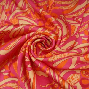 Pink Floral Print Bemberg Silk Fabric 20873