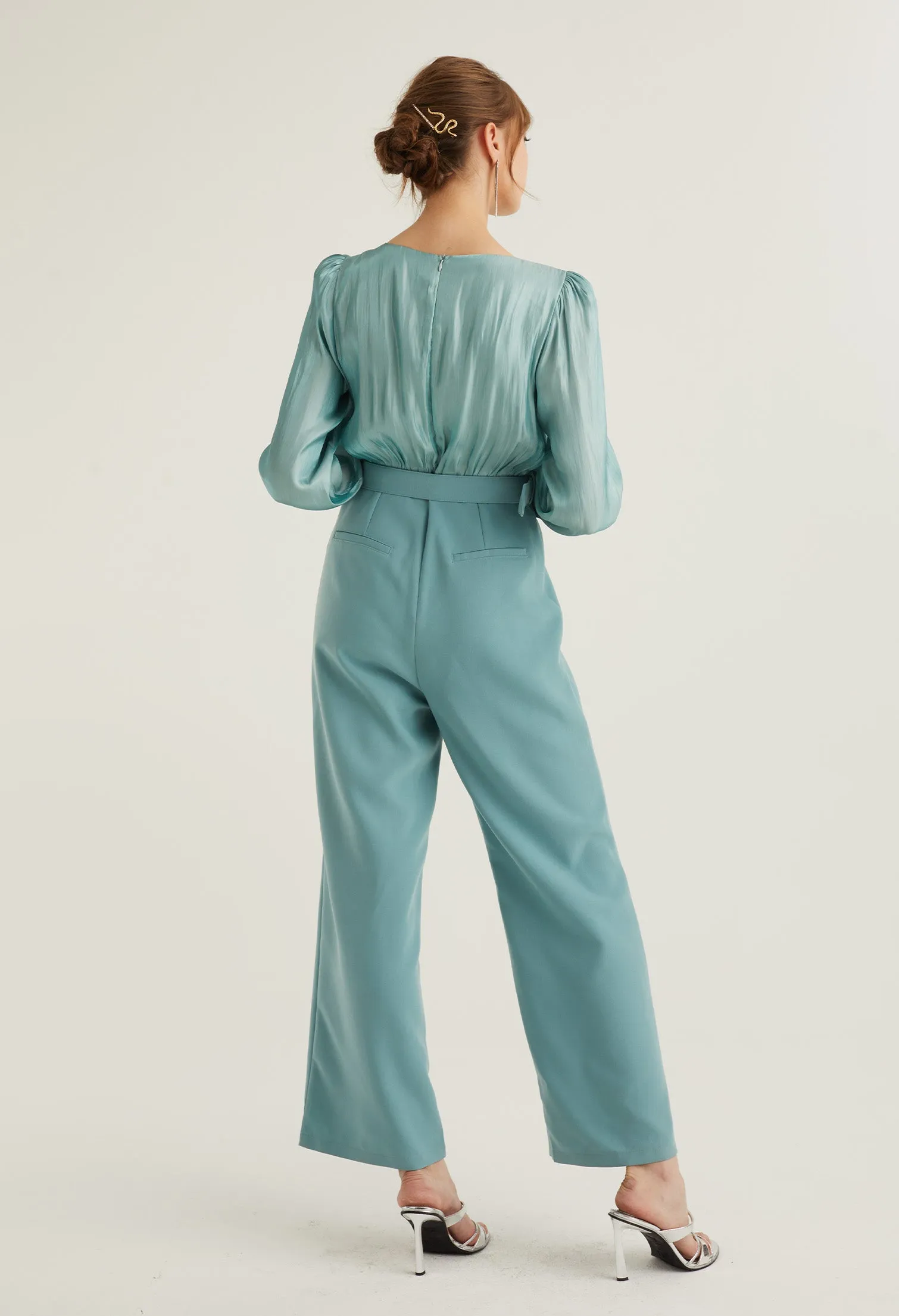 Reflective Party Belted Jumpsuit