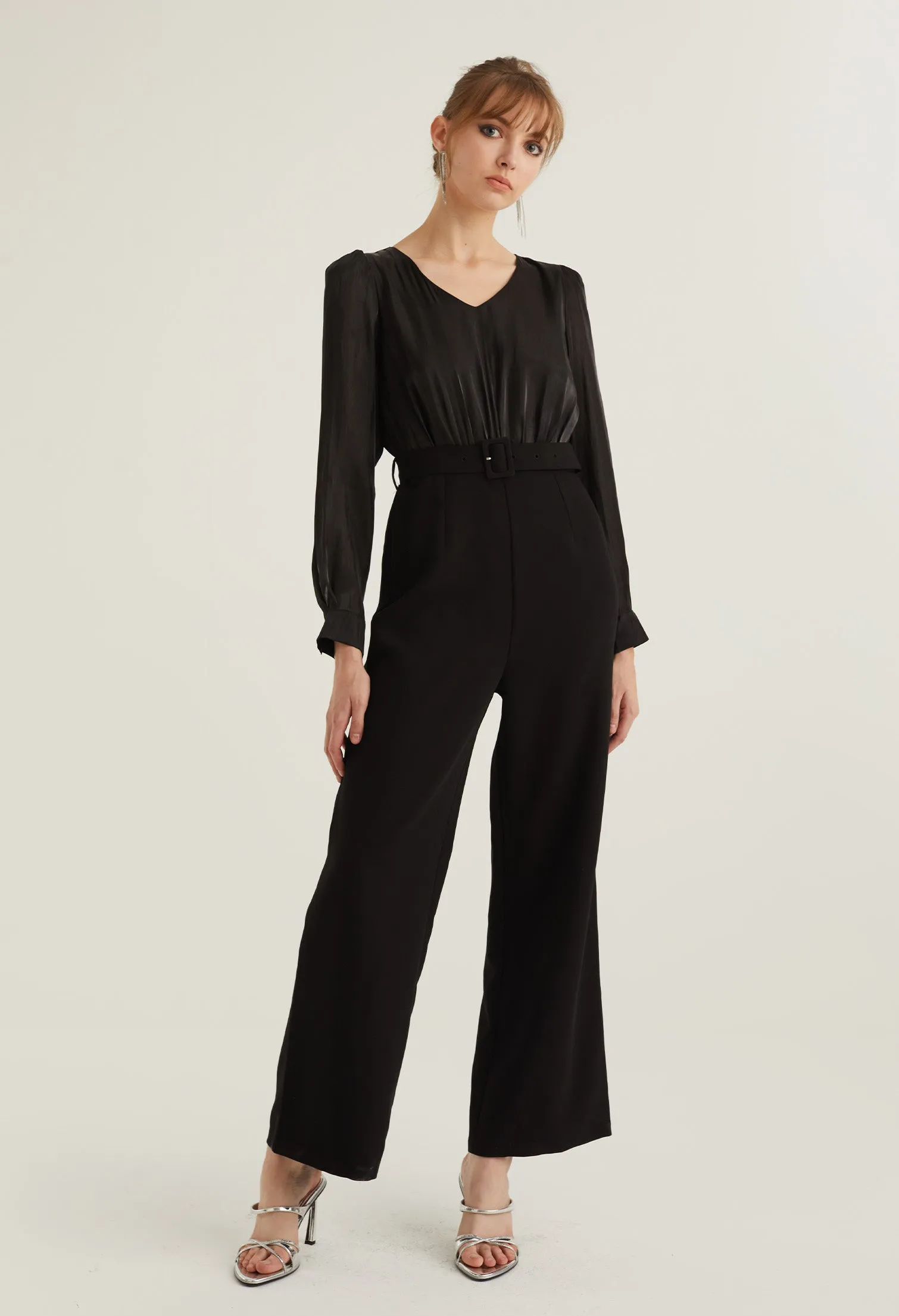 Reflective Party Belted Jumpsuit