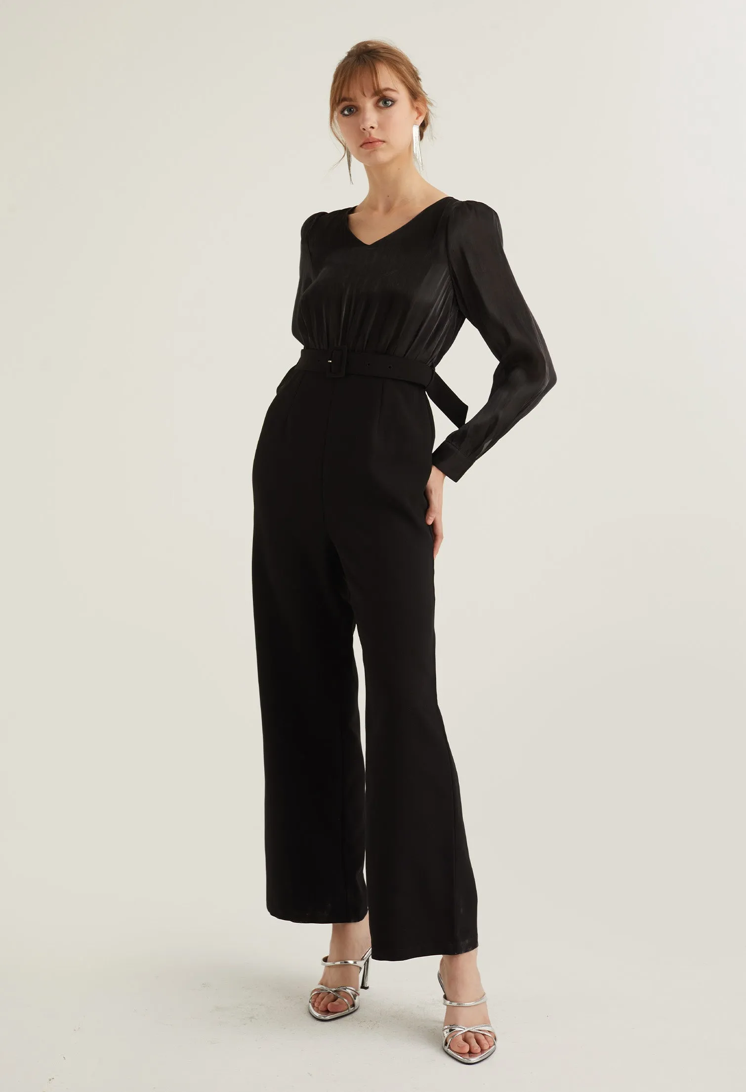 Reflective Party Belted Jumpsuit