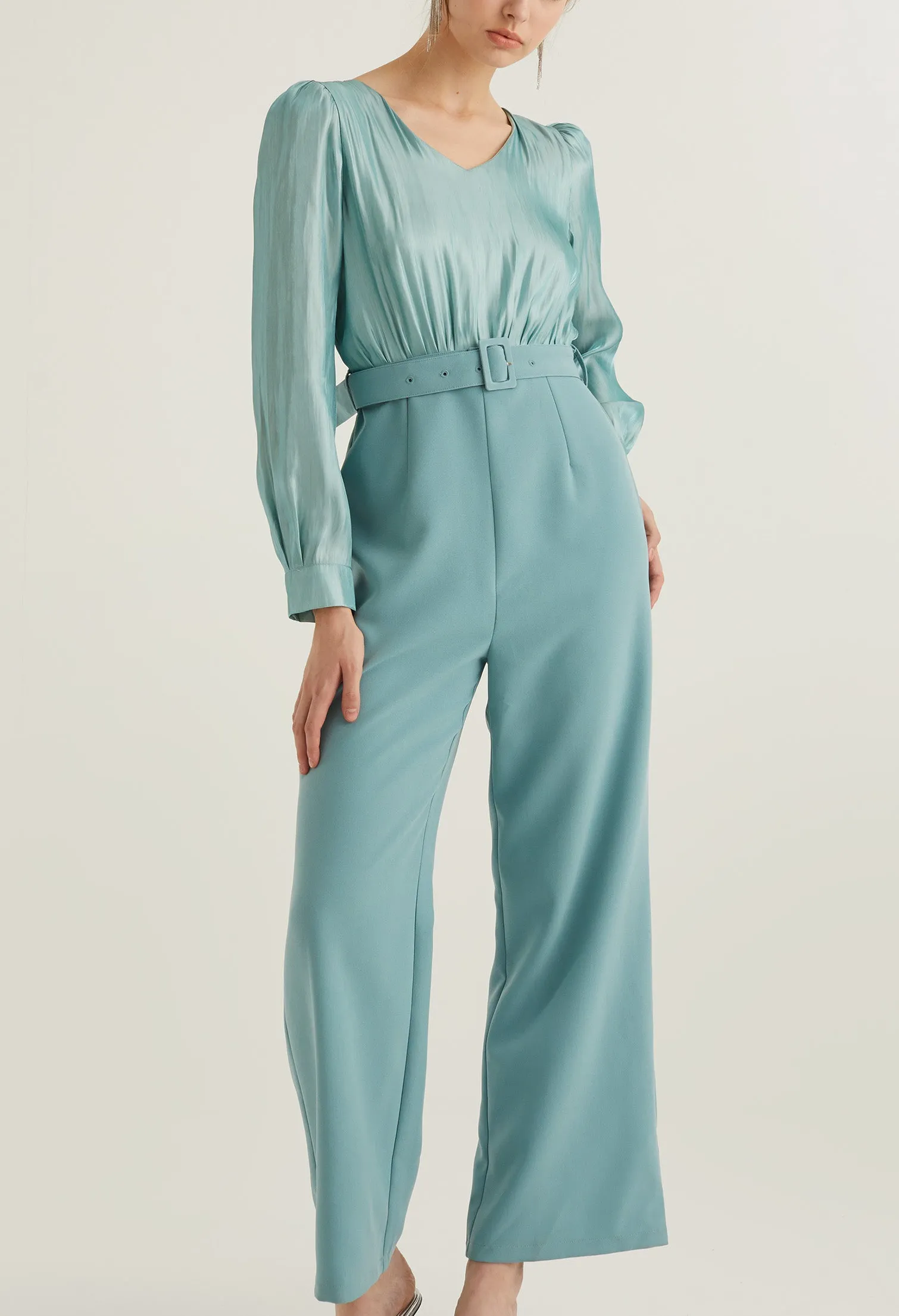 Reflective Party Belted Jumpsuit