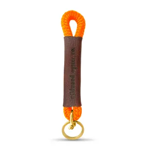 Rope   Leather Keychain in Neon Orange