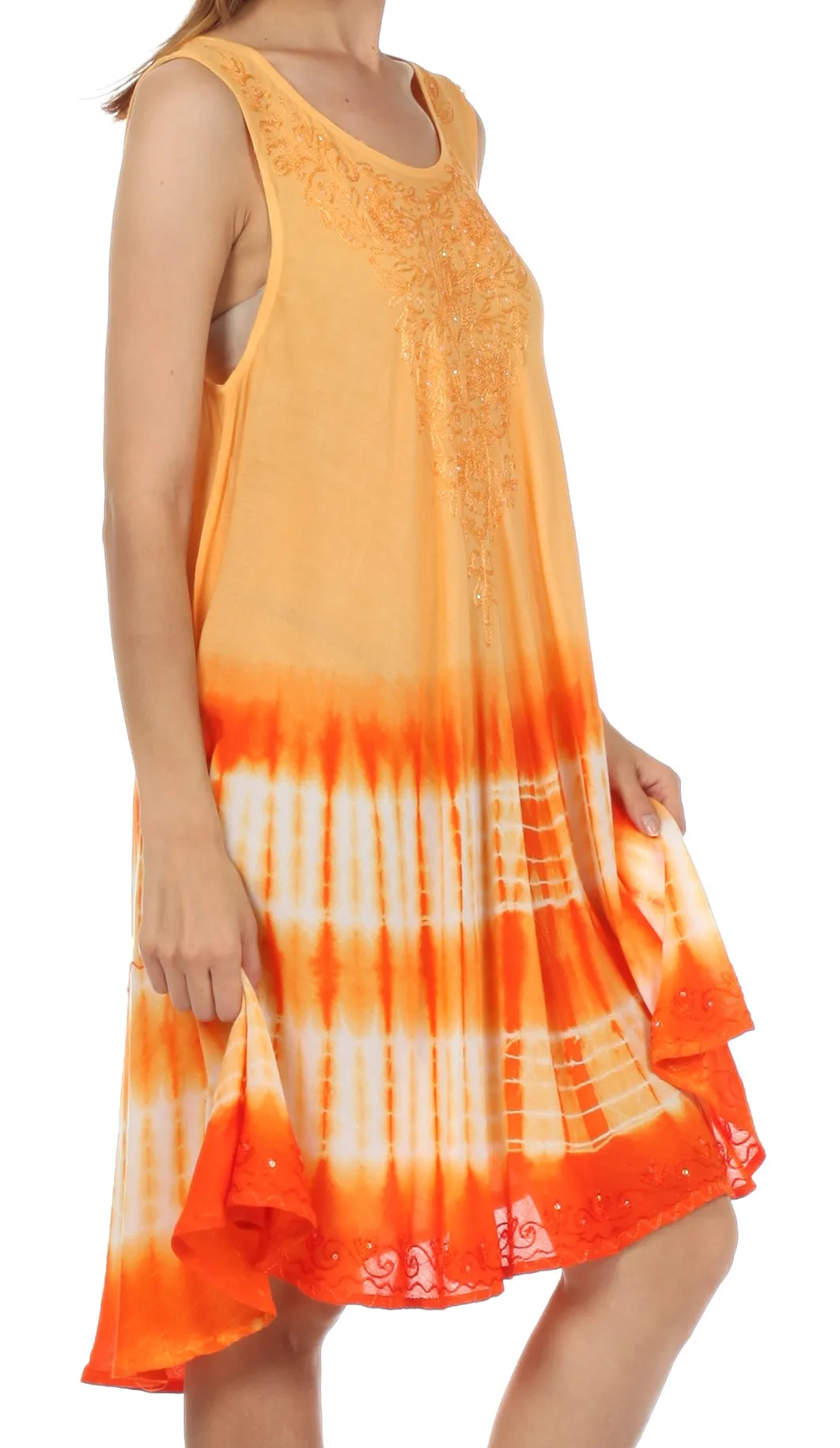 Sakkas Stripe Tie Dye Tank Sheath Dress / Cover Up