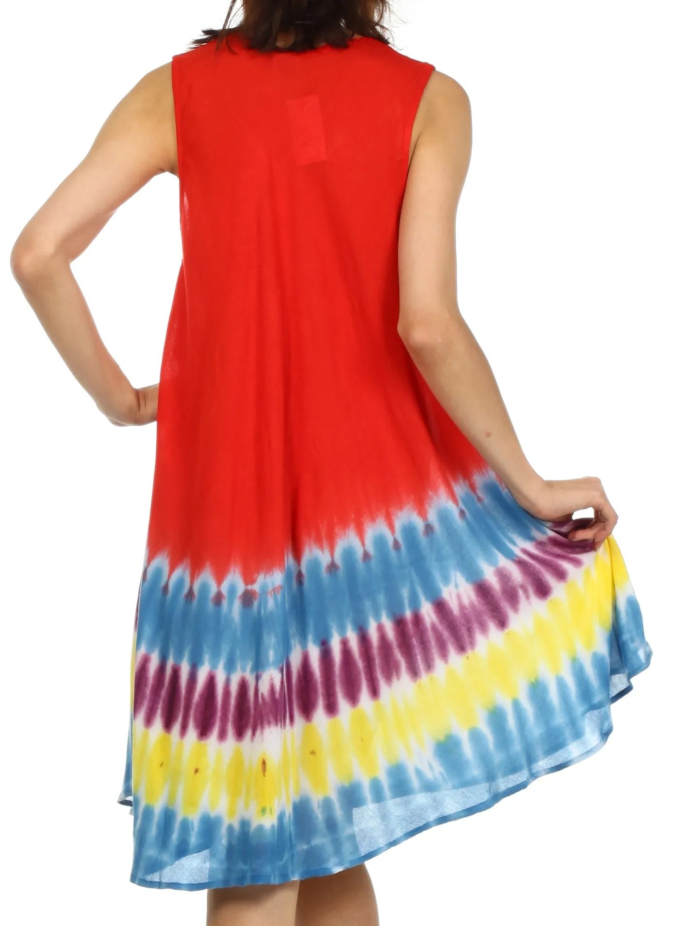 Sakkas Stripe Tie Dye Tank Sheath Dress / Cover Up