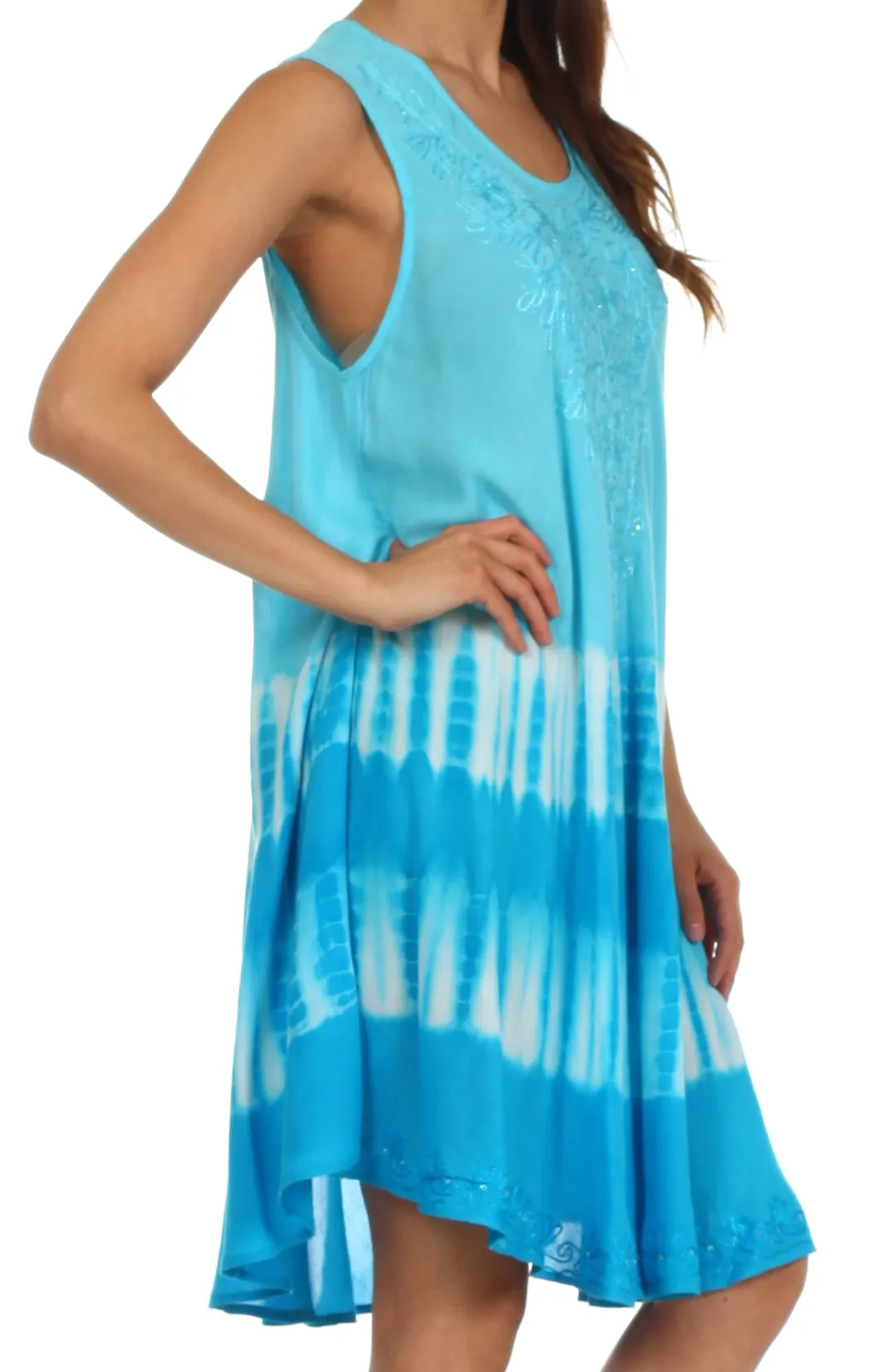 Sakkas Stripe Tie Dye Tank Sheath Dress / Cover Up