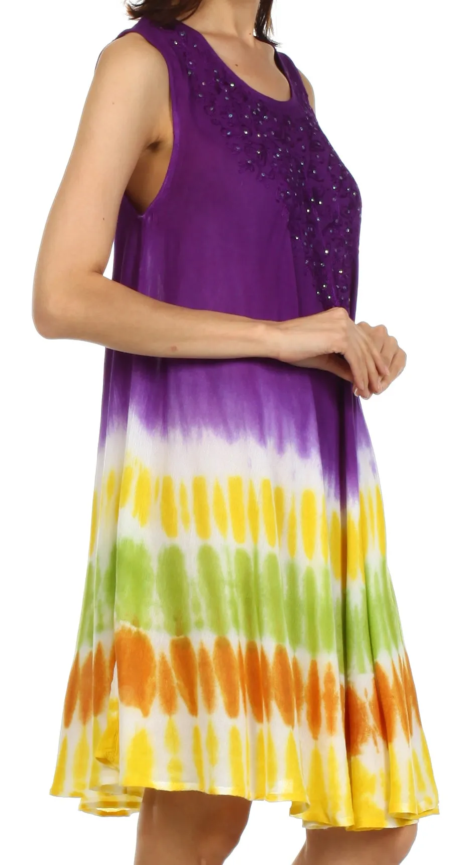 Sakkas Stripe Tie Dye Tank Sheath Dress / Cover Up