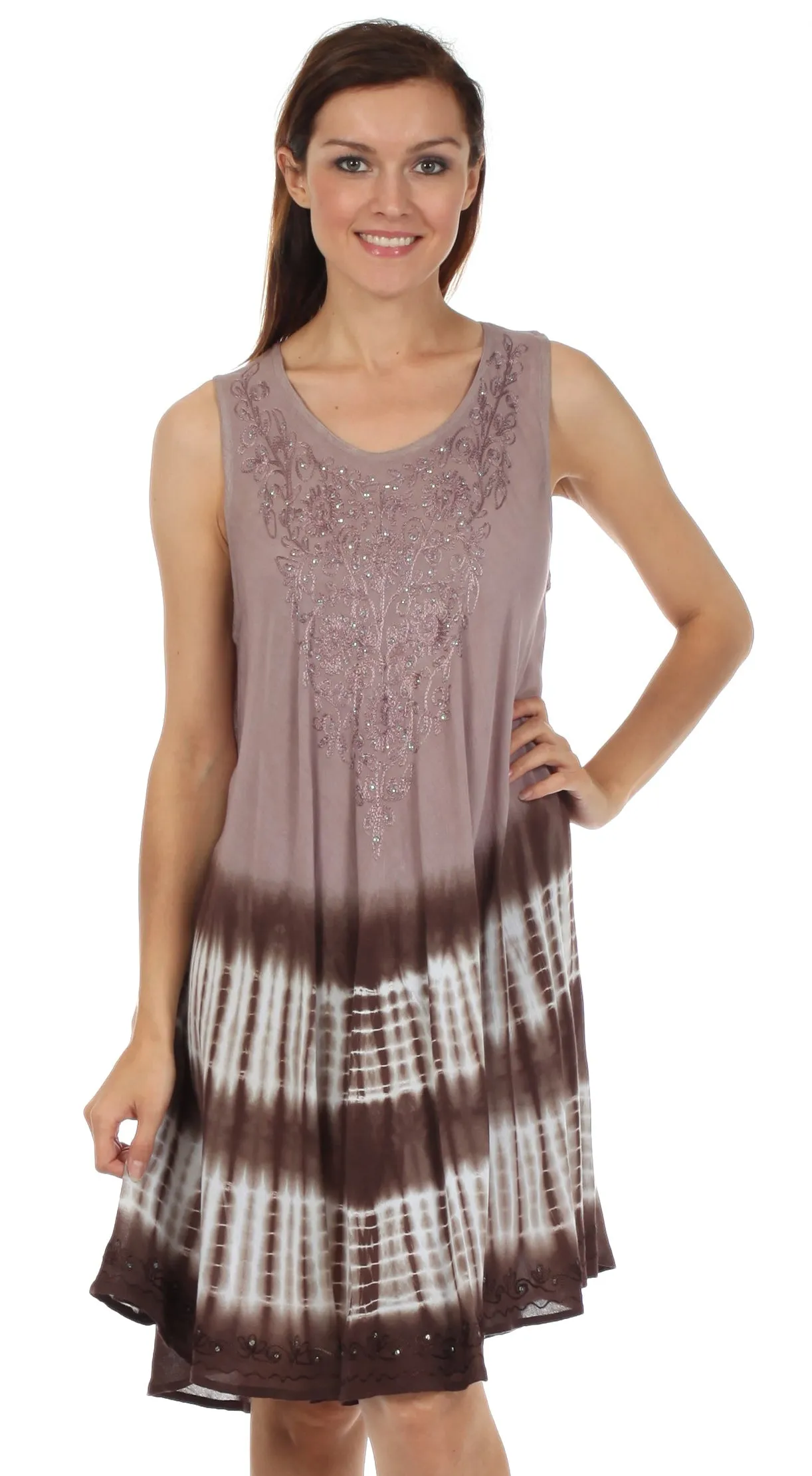 Sakkas Stripe Tie Dye Tank Sheath Dress / Cover Up