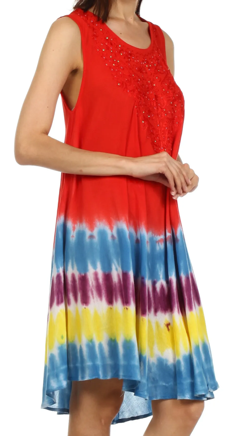 Sakkas Stripe Tie Dye Tank Sheath Dress / Cover Up