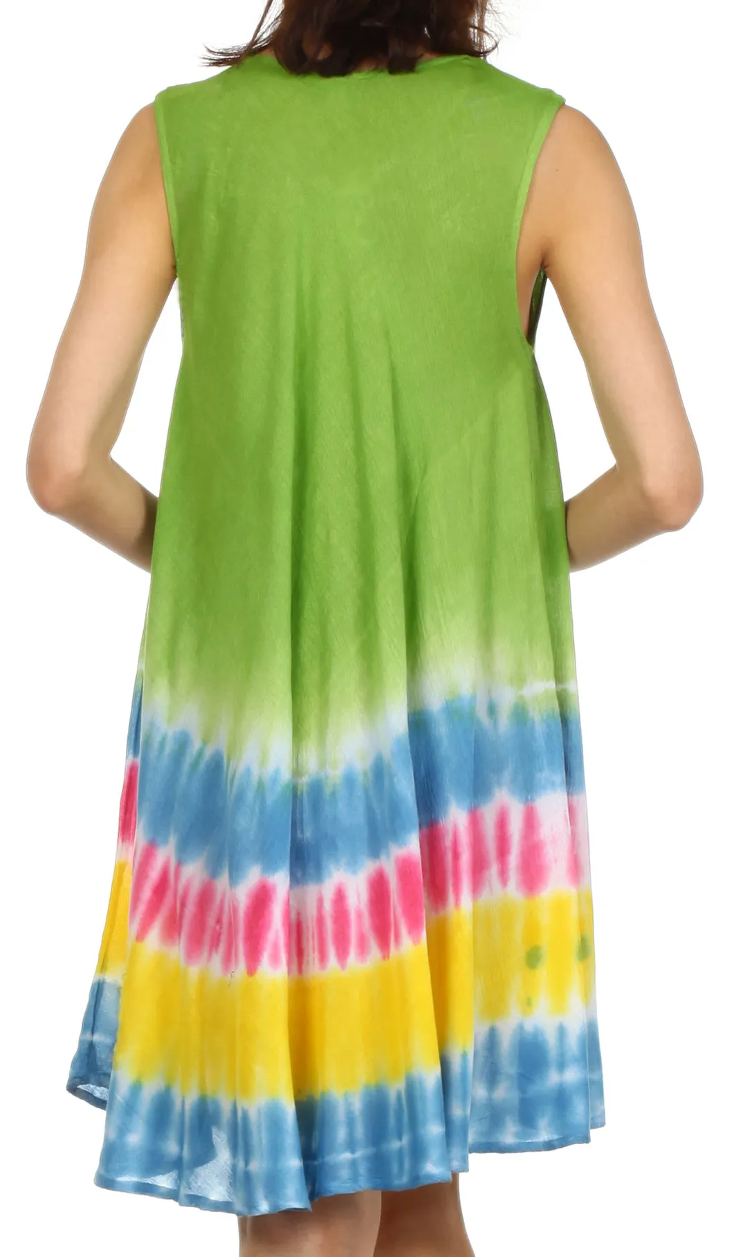 Sakkas Stripe Tie Dye Tank Sheath Dress / Cover Up