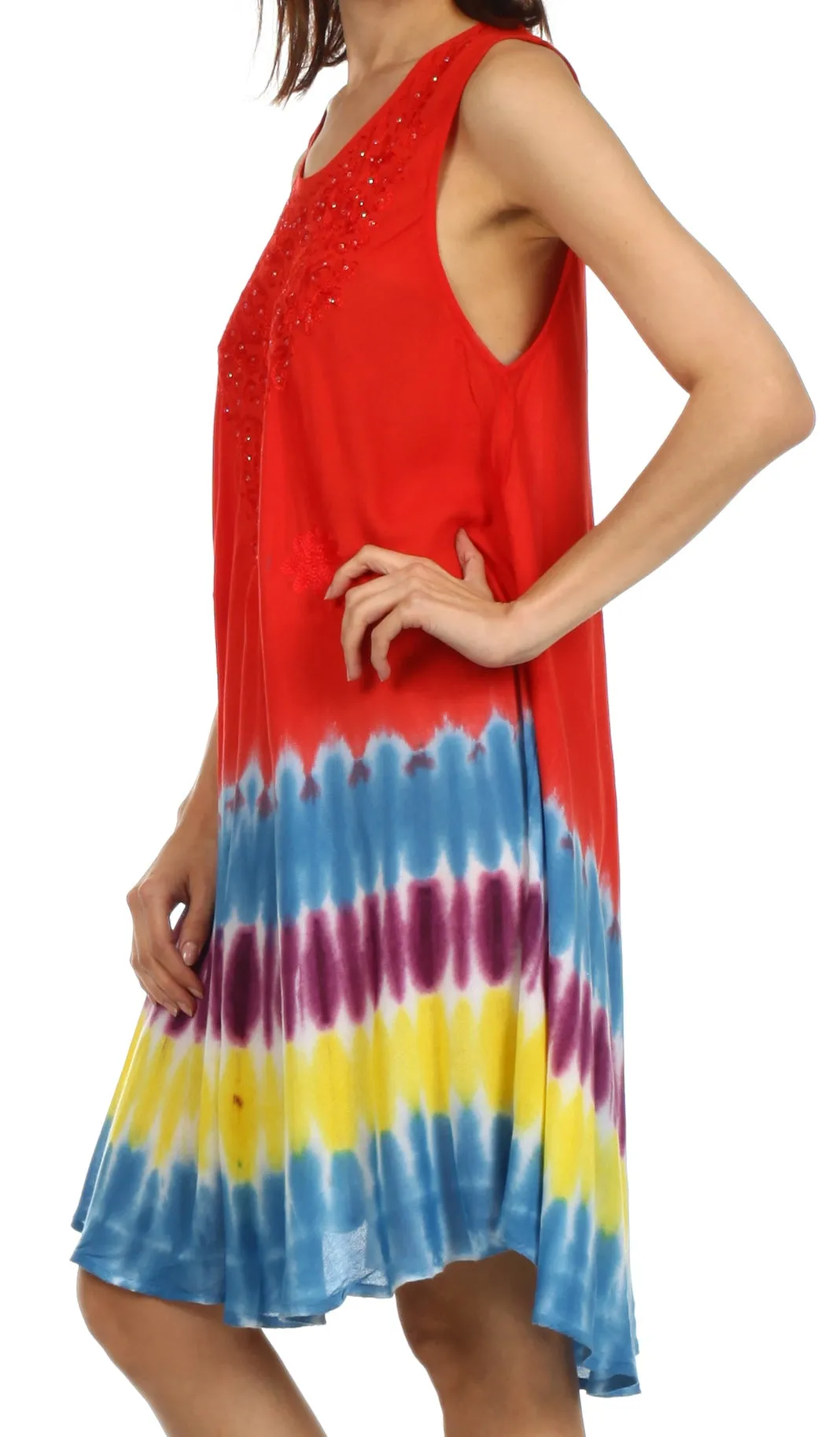 Sakkas Stripe Tie Dye Tank Sheath Dress / Cover Up