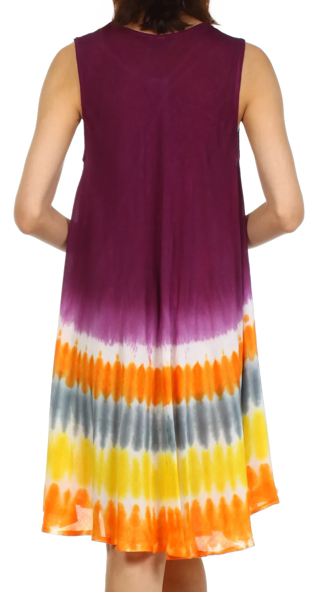 Sakkas Stripe Tie Dye Tank Sheath Dress / Cover Up