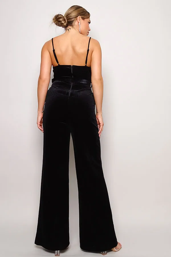 Samba Rhinestone Belt Velvet Jumpsuit - 4 colors