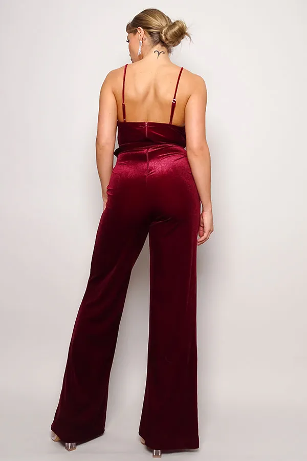 Samba Rhinestone Belt Velvet Jumpsuit - 4 colors