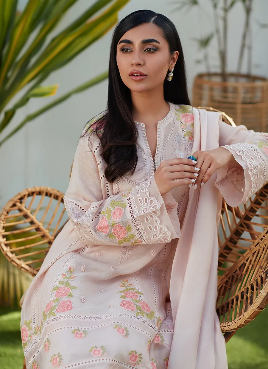 Sia Blush Cross Stitch Cotton Net Shirt and Dupatta