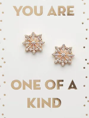 Snowflake "You Are One Of A Kind" Earrings - Gold