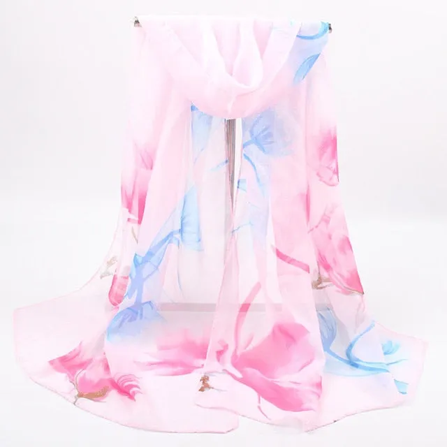 Spring Flower Silk Hijab Scarf