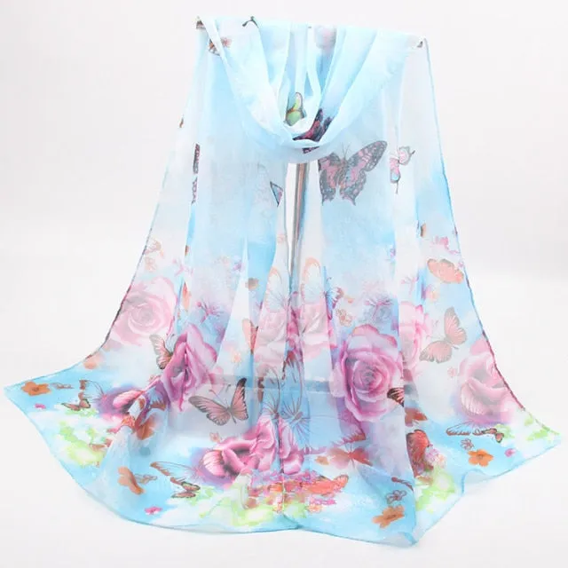 Spring Flower Silk Hijab Scarf