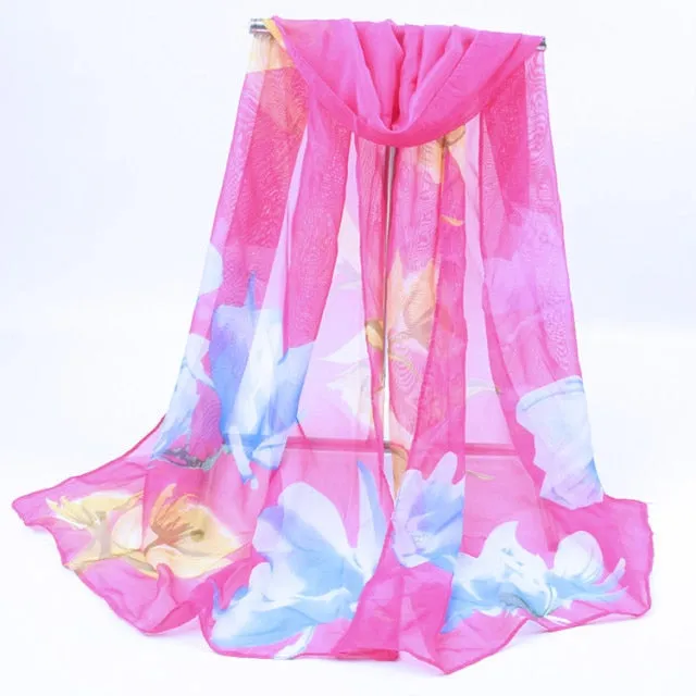 Spring Flower Silk Hijab Scarf