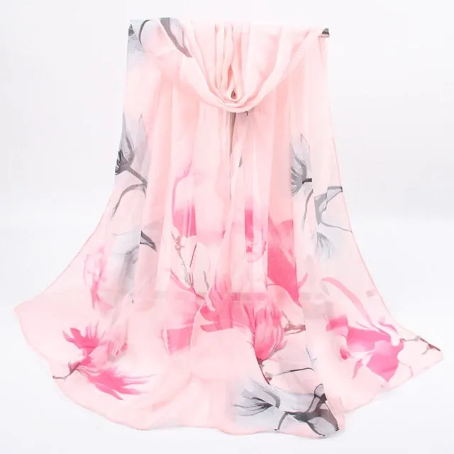 Spring Flower Silk Hijab Scarf