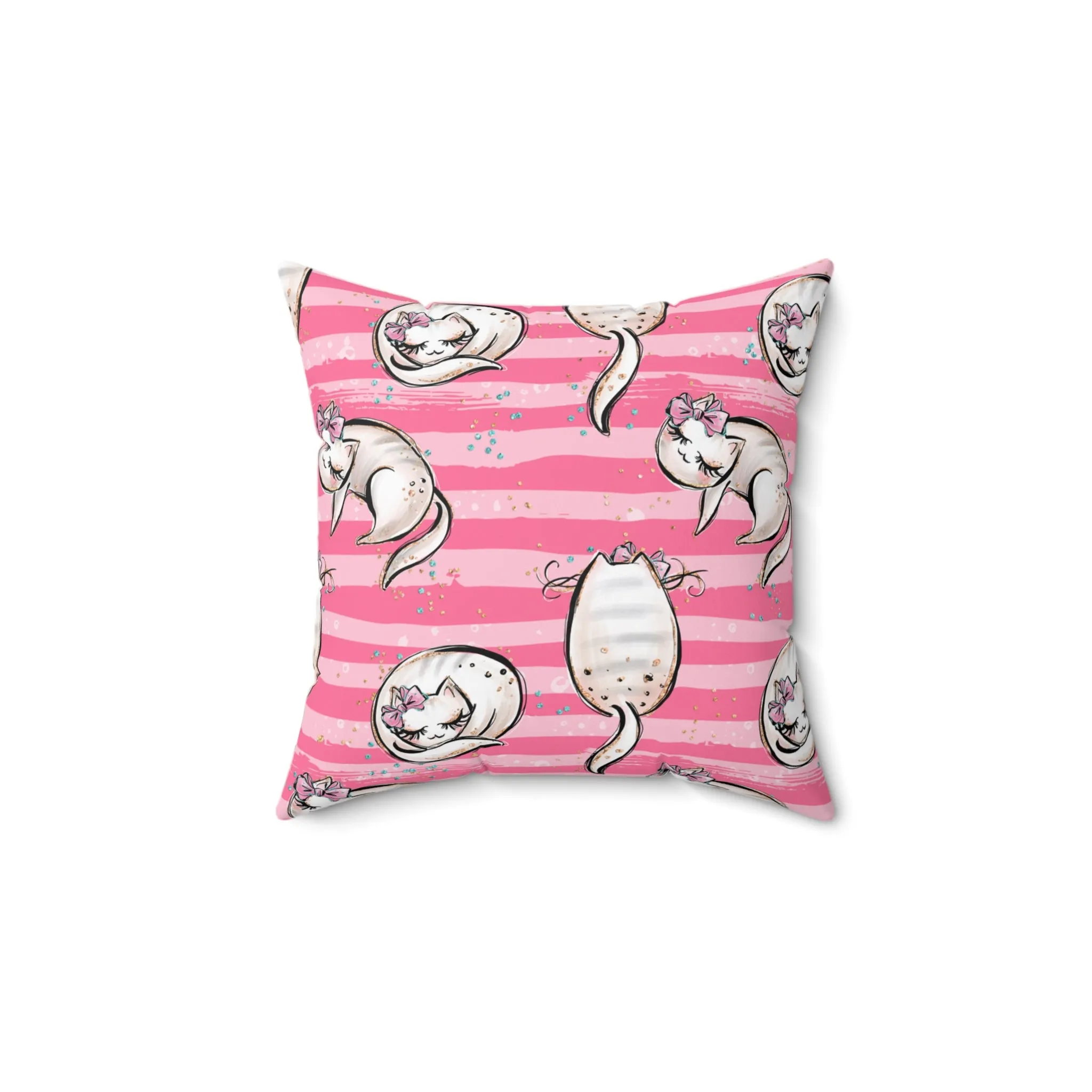 Spun Polyester Square Pillow, Cats Cushion