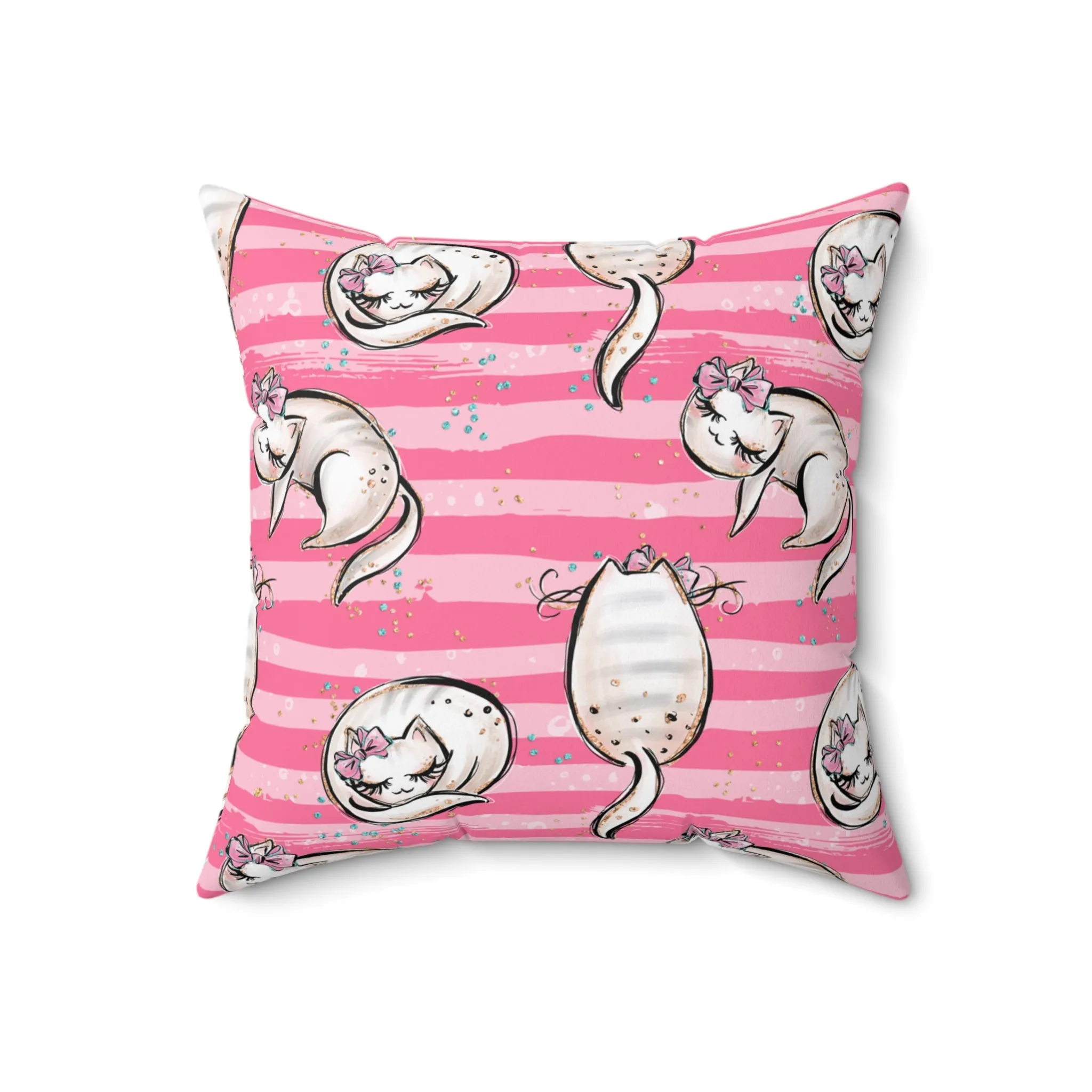 Spun Polyester Square Pillow, Cats Cushion