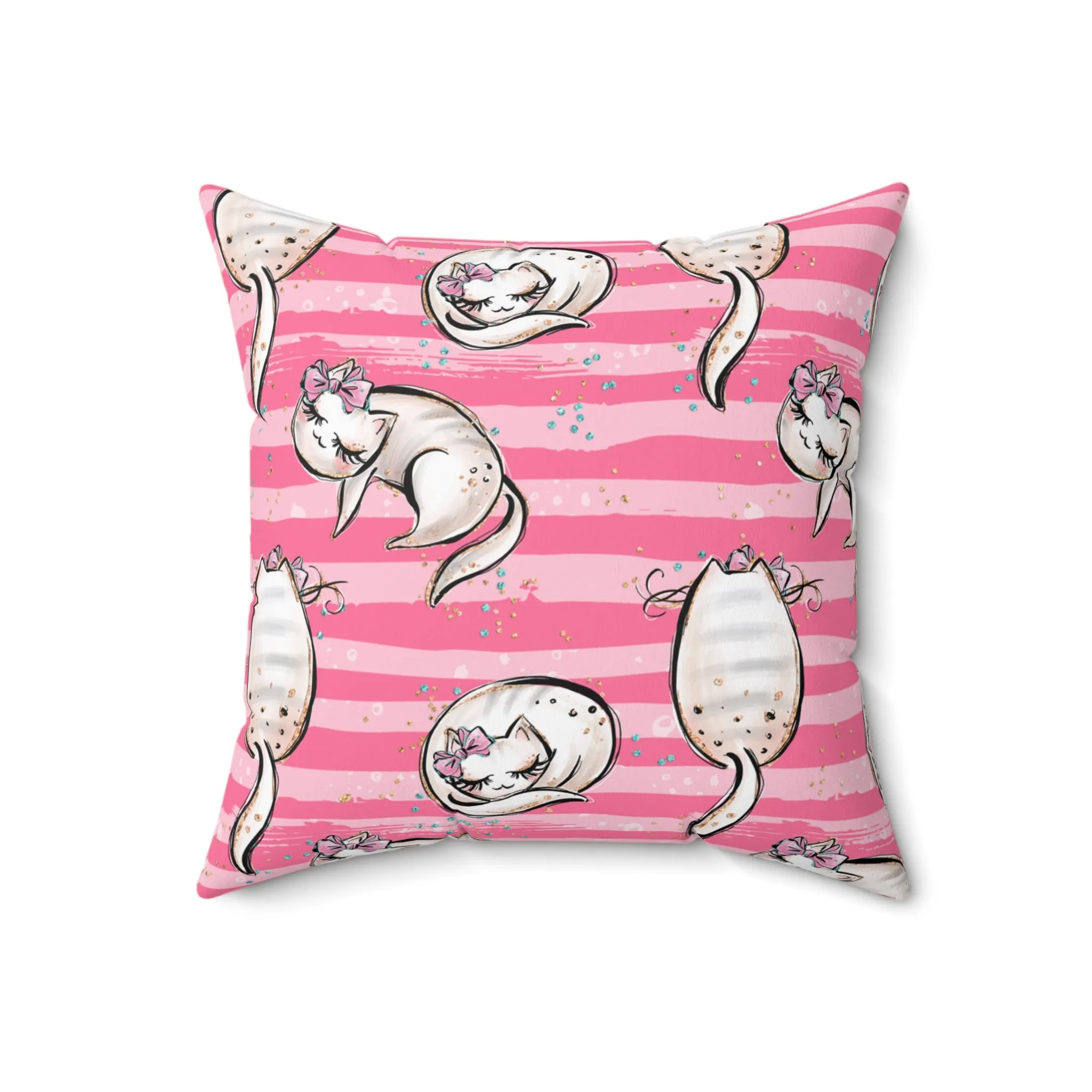 Spun Polyester Square Pillow, Cats Cushion