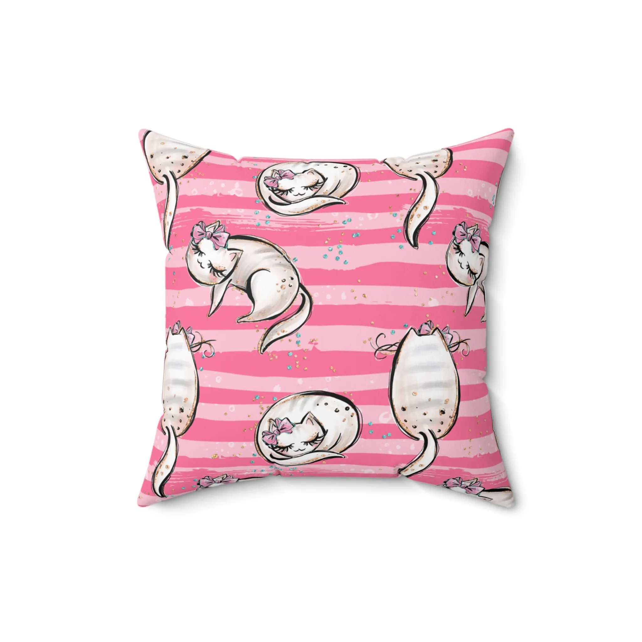 Spun Polyester Square Pillow, Cats Cushion