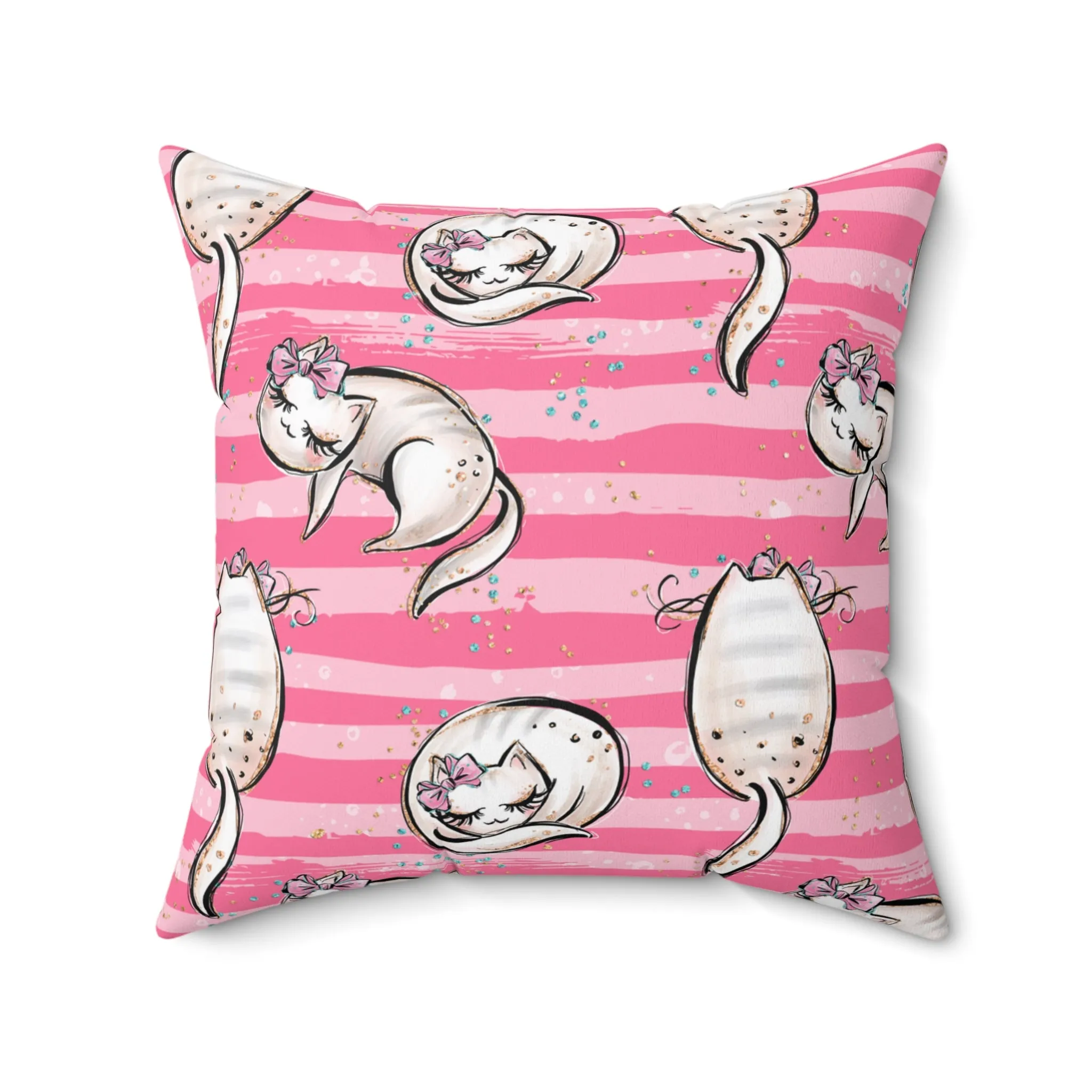 Spun Polyester Square Pillow, Cats Cushion