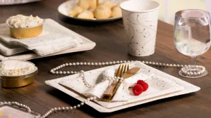 Swirls and Pearls Deluxe Paper Square Dinnerware