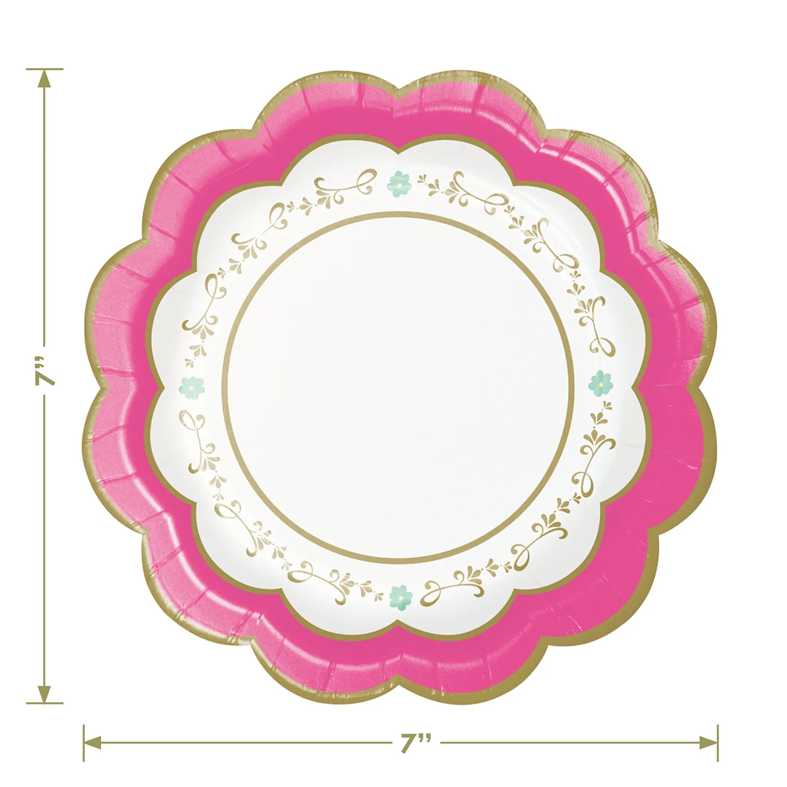 Tea Party Supplies - Floral Scalloped Paper Dessert Plates, Napkins, and Forks for Girls Birthday Party or Bridal Shower(Serves 16)