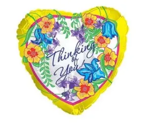 Thinking of You Floral Heart Foil Balloon