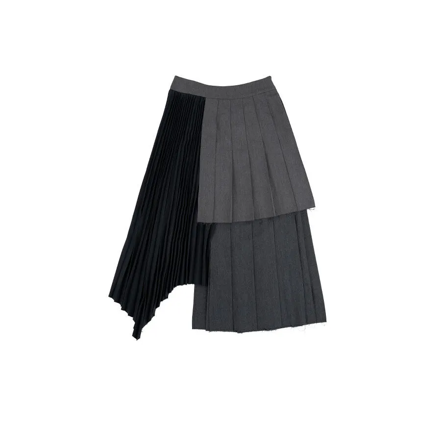 Tone on tone pleated mix skirt