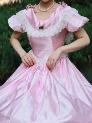 Victorian Pink Satin Tea Party Dress