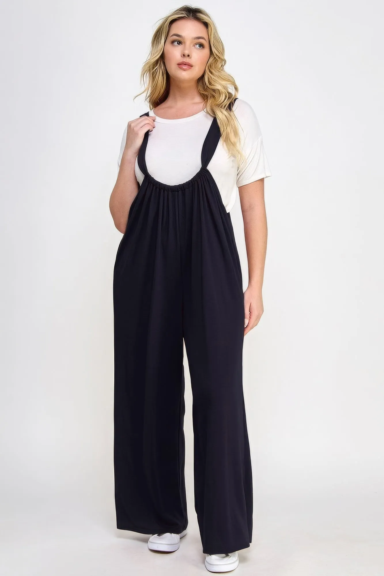 Voluptuous ( ) French Terry Wide Leg Women's Plus Size Overalls Jumpsuit