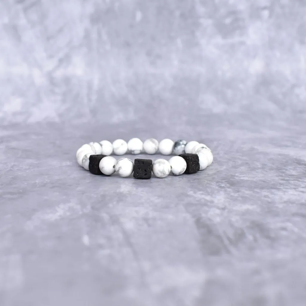 White Majesty - Howlite and Black lava Bracelets